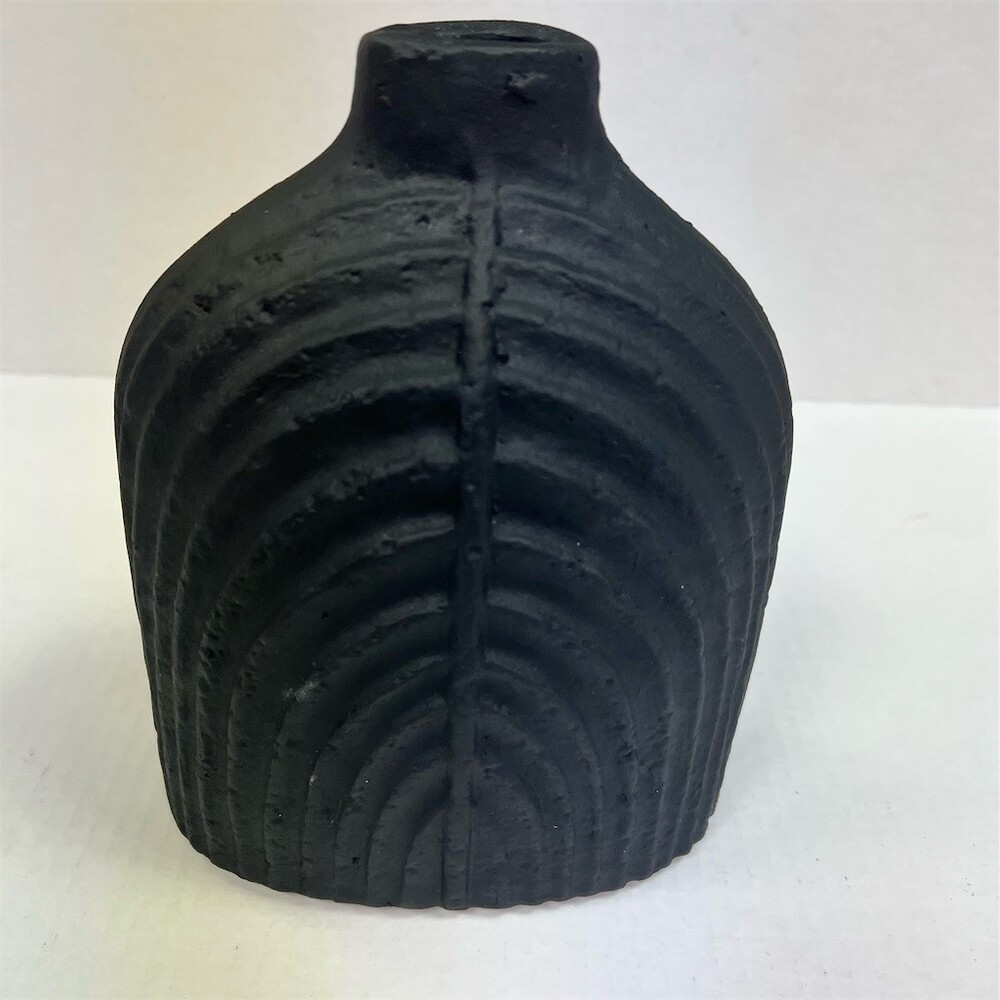 Anji Mountain Decorative Vase Black Textured Geometric Modern Rounded